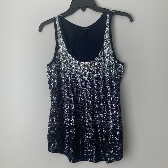 Express Blue ombré sequin Tank Top women’s size small - Picture 2 of 8
